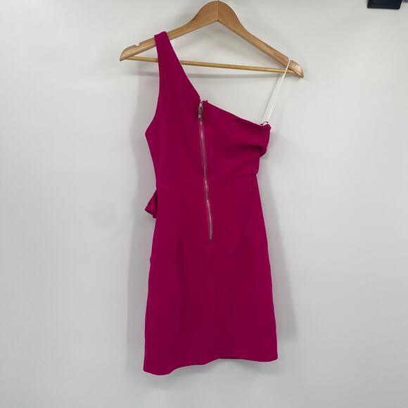 Hello Molly Backstage Passes One Shoulder Ruffled Mini Dress Magenta Womens 2 - Picture 5 of 10